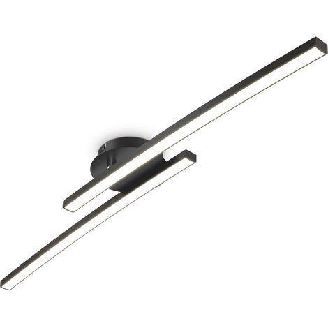 B.K.Licht – Plafonnier LED 12W avec 2 platines orientables – 3000K blanc chaud – 1100 lumens – Métal noir – IP20 pour salons et couloirs