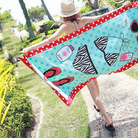 Serviette de Plage en Microfibre Serviette Douce, légère,, Parfaite pour Les Voyages, Le Camping, Plage, Natation, Sport,Et Divers Pique-niques en Plein air (Bikini Bord Rouge, 150x70cm) (1/5)