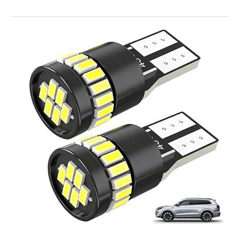 T10 W5W 6000K White 12V LED Bulbs, Pack of 2, 500LM, 18 SMD Chips, Aluminum, Replacement Position, Plate, Dome, Side, Parking, Universal Compatibility (1/5)