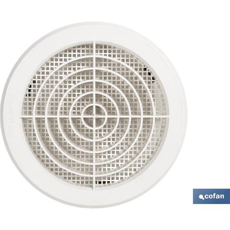 Griglia di ventilazione in ABS bianco da incasso Ø12-14 cm con clip e zanzariera