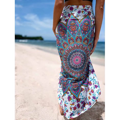 Paréo de plage Mandala Châle violet et blanc (1/4)