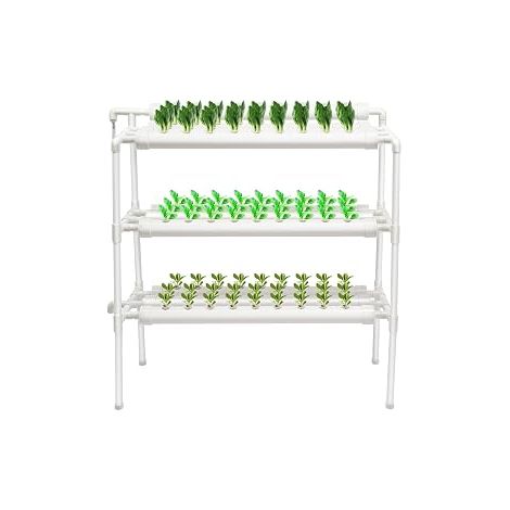 Hydroponics Système de culture en PVC-U de qualité alimentaire avec circulation de l'eau pour légumes à feuilles (3 couches 90 trous) (1/5)