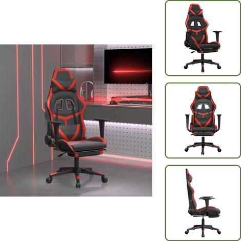 Sedia con schienale regolabile - vidaXL Sedia da Gaming con Poggiapiedi Nero e Rosso in Similpelle - Sedia in similpelle