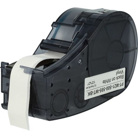 vhbw Label Tape Replacement for Brady M21-500-595-WT for Label Printer 12.7mm Black on White, vinyl