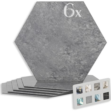 HEXIM Marmorplatten Optik Hexagon Set 6 Stück SPC Dekor Fliesen innen außen: 8235, 6 Stück (1/5)