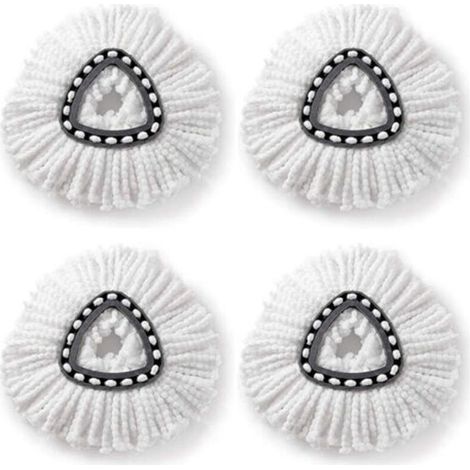 4 pcs adaptées aux têtes de vadrouille pivotantes o-cèdre/vileda tête de fil de coton triangulaire chiffon de remplacement de vadrouille (1/4)