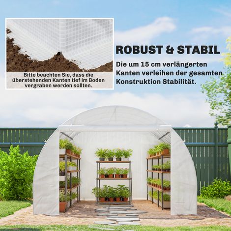 Serre film 3 x 3 m, bâche en polyéthylène imperméable avec porte roulante, 6 fenêtres, protection UV, film blanc uniquement (1/4)