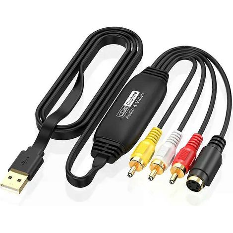 Carte d'acquisition vidéo USB pour PC (VHS, magnétoscope, TV, DVD), adaptateur audio RCA vers USB. Convertisseur vidéo pour PC. (1/4)