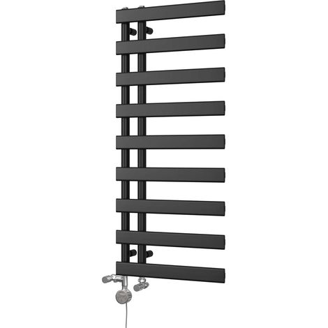 Agar - Black Dual Fuel Towel Rail H1156mm x W500mm Thermostatic (1/3)