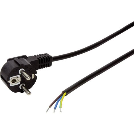 LogiLink Strom Anschlusskabel [1x Schutzkontakt-Winkelstecker - 1x offene Kabelenden] 1.50 m Schwarz (1/4)