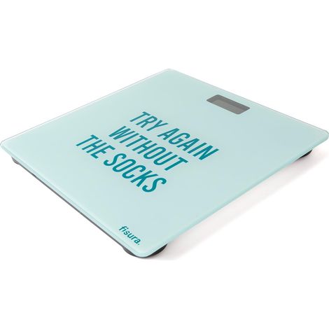 Fisura - Bilance pesapersone elettroniche "Try again". Bilancia pesapersone in vetro. Bilancia elettronica fino a 180 kg e 50 g di precisione, tecnologia Step-On. 30 x 30 cm (1/5)