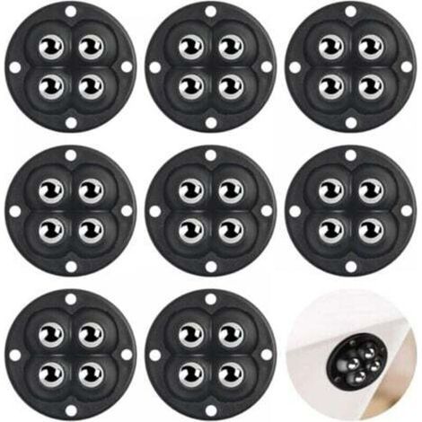 Roulettes auto-adhésives pivotantes 360° – Lot de 8 rouleaux plats pour meubles – Acier, ABS et bois (1/5)