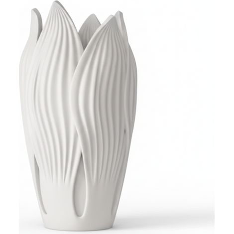 Vaso decorativo bianco a forma di foglia per fiori, design moderno. (1/3)