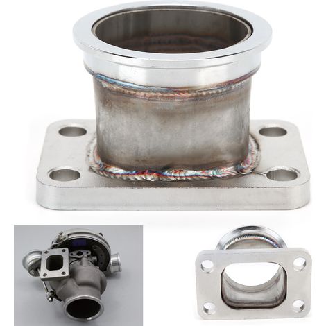 Adaptateur en acier inoxydable pour conversion de bride turbo T3 4-boulons vers collier V-band 2,5 pouces