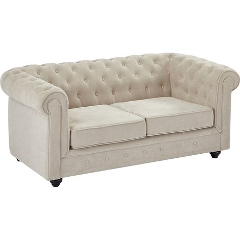 Canapé 2 places en tissu beige CHESTERFIELD (1/3)