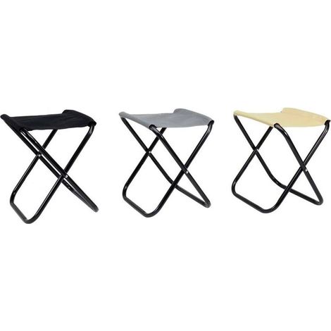 TRADE SHOP - Set 3pz Sgabello Pieghevole In Metallo Tessuto Per Campeggio Pesca Spiaggia Mare 020228 - (1/5)