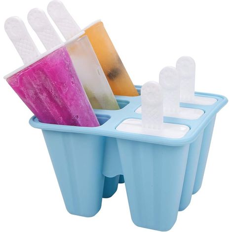 Lot de six moules à glace en silicone pour crème glacée et glaçons accessoire de cuisine pour préparer des desserts glacés maison
