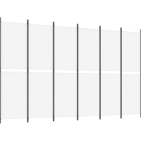 Paravent Cloison de séparation 6 panneaux, Pour Jardin, Balcon, Terrasse Blanc 300x200 cm Tissu OIB8938E