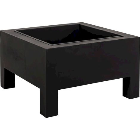 brasero de jardin design carré en fer noir pour extérieur - noir intense mat (1/5)