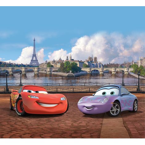 Voilage XL Cars Motifs Flash Mc Queen et Sally Carrera à Paris de Disney 180X160 cm (1/3)