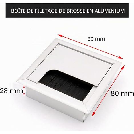 recessed cable ducts with cover - square cable grommet - 80 x 80 (1/3)