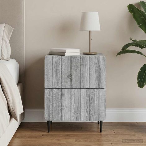 vidaXL Bedside Cabinet Grey Sonoma 43 x 34.5 x 49.5 cm Engineered Wood (1/5)