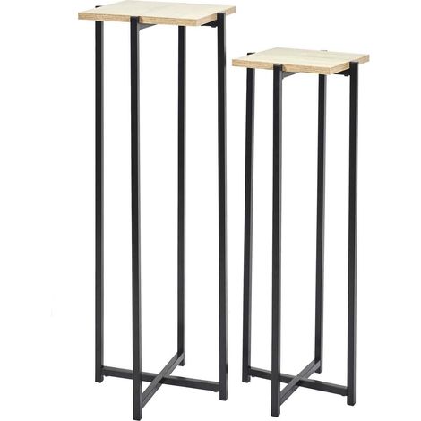Sellette - HOME DECO FACTORY - LOKA - Bois et Métal - Noir et Marron