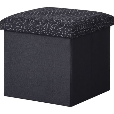Hobag – Coffre de rangement pouf pliable tissu 38cm – Noir – Rangement esthétique et pratique – Pour espaces réduits (1/3)