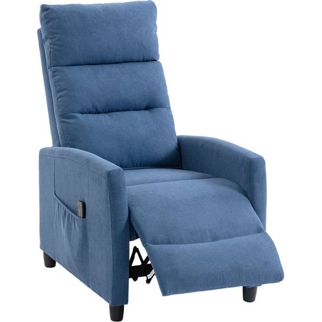 HOMCOM Poltrona Massaggiante Reclinabile Manuale 160° in Ciniglia, Blu Scuro (1/5)