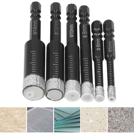 Set mit 6 Doppelnut-Diamantbohrern für Trocken- und Nassbohrungen, geeignet für Keramikfliesen, Marmor und Granit. (1/5)