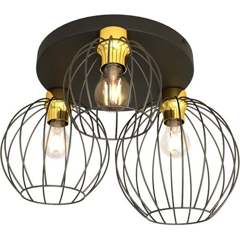 Lampada a sospensione Nest in acciaio nero opaco e dettagli oro
