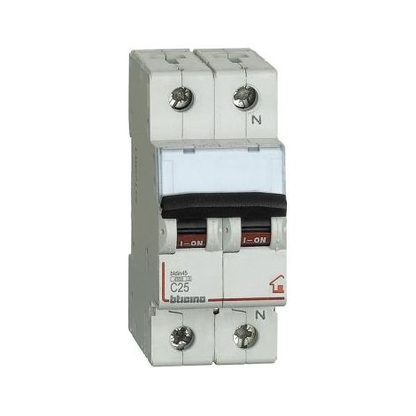 Bticino Interruttore magnetotermico 1P+N curva C - 4,5kA - 2 moduli DIN 230V - FC810NC25