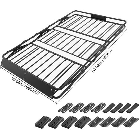 Cesta portaequipajes de techo, diseño plegable, capacidad de 200 lb, 64 x 39 pulgadas. (1/2)