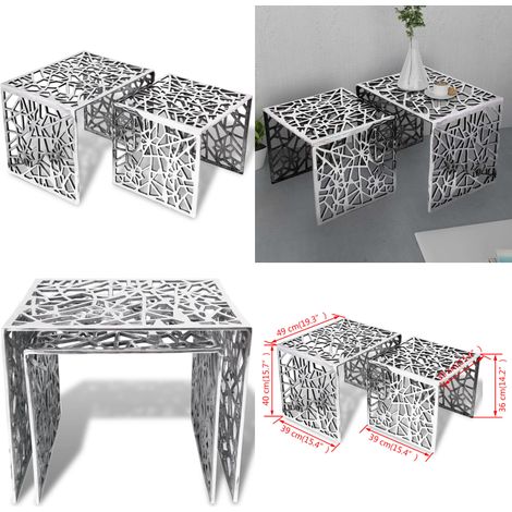Beistelltische 2 Stk. Quadratisch Silbern Aluminium - Beistelltisch - Alu Tisch - Wohnzimmer Deko - Couchtisch Set - Moderne Möbel - Home & Living (1/5)