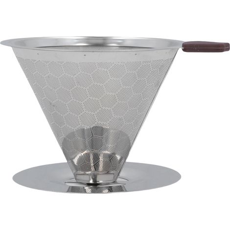 Gießen Sie das Wasser auf den 304 Mesh 600 Kaffeefilterhalter, einen wiederverwendbaren, doppelwandigen Edelstahl-Papierfilter für Brühutensilien. (1/5)