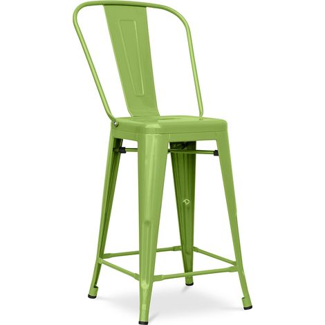 Barhocker mit Rückenlehne - Industriedesign - 60cm - Stylix Light green