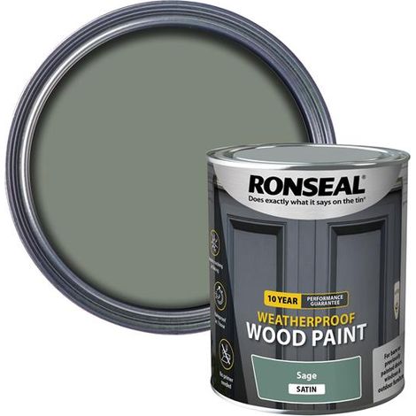 Ronseal 10-Year Weatherproof Sage Satin Wood Paint - 750ml (Model RSL39398)