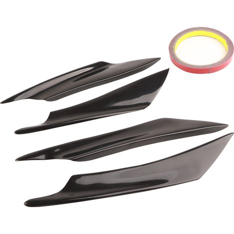 4x Universal-Heckspoiler schwarz für Karosserie, Frontstoßstangenlippe, Deflektor-Endkappen, Sport-Zierleiste, ABS-Diffusor-Kit (1/5)
