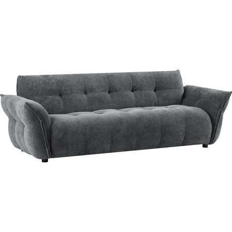 Canapé 3 places en tissu chiné gris anthracite NAPIZO (1/5)