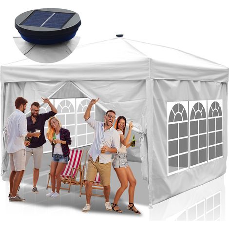 SWANEW Pergolato da giardino. Tenda pieghevole. Protezione solare UV 50+. POP-UP Con illuminazione solare a LED bianchi (1/5)