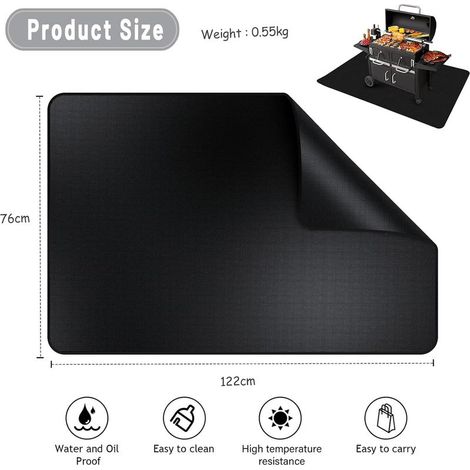 Tapis Lgnifuge Tapis de Braséros Rectangle Tapis de Gril de Protection Anti-feu Fire Pit Mat de Protector pour Extérieur Foyers Terrasse Sol Décoratif Pelouse BBQ Camping - Taille 122x76CM (1/4)