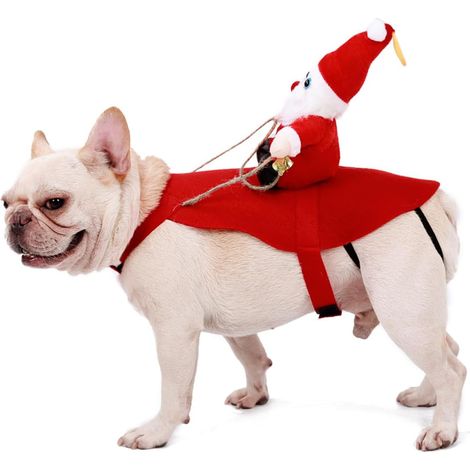 1 Costume da Babbo Natale per animali domestici - Costume da renna - Costume da festa carino e adorabile - Costume da festa per cani e gatti (M)