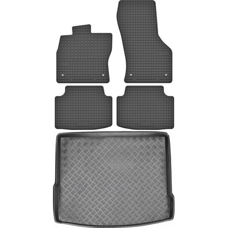 Ensemble de tapis de sol en caoutchouc pour Volkswagen Tiguan II Crossover à partir de 2016 + tapis de coffre