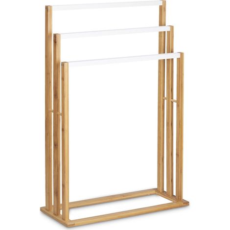 Portasciugamani in bambù appendiabiti accessori per il bagno 82 cm 3213023