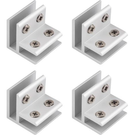 BUNTHAUS Pince en verre, Lot de 4 pinces ajustables à 90 degrés en alliage d'aluminium pour support d'étagère en verre, Connecteur pour verre de 58 mm d'épaisseur (1/5)