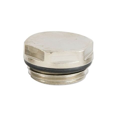 Blindstopfen 1/2'' - Messing vernickelt - mit O-Ring selbstdichtend (1/2)