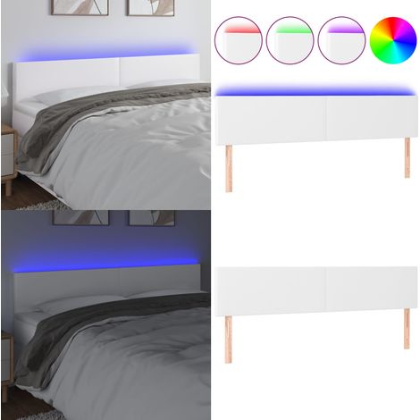 Tête de lit à LED Blanc 160x5x78/88 cm Similicuir - Tête De Lit Led - Tête De Lit Blanche - Tête De Lit Moderne - Tête De Lit Rembourrée - Simicuir - Home & Living