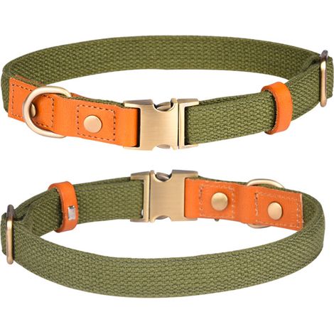 Collier Pour Chien - Toile Résistante Avec Boucle Métal Gravée - Réglable Pour Promenade Et Dressage - 1 Pièce (1/5)