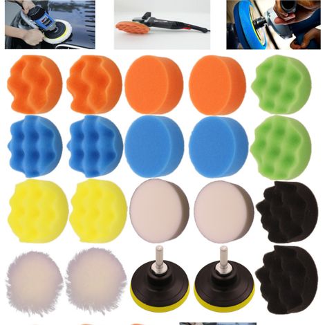22 pièces 80mm Polissage Pad Éponge de Polissage Éponge polir Kit pour avec M14 Foret pour Voiture Ponçage
