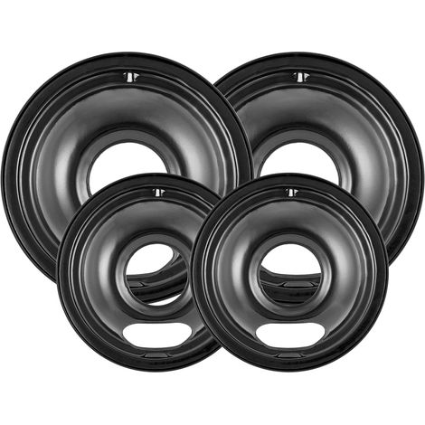 Lot de 4 cuvettes de récupération noires pour table de cuisson, compatibles avec les cuisinières GE Hotpoint (inclut 2 cuvettes de 6 pouces et 2 cuvettes de 8 pouces) (1/5)